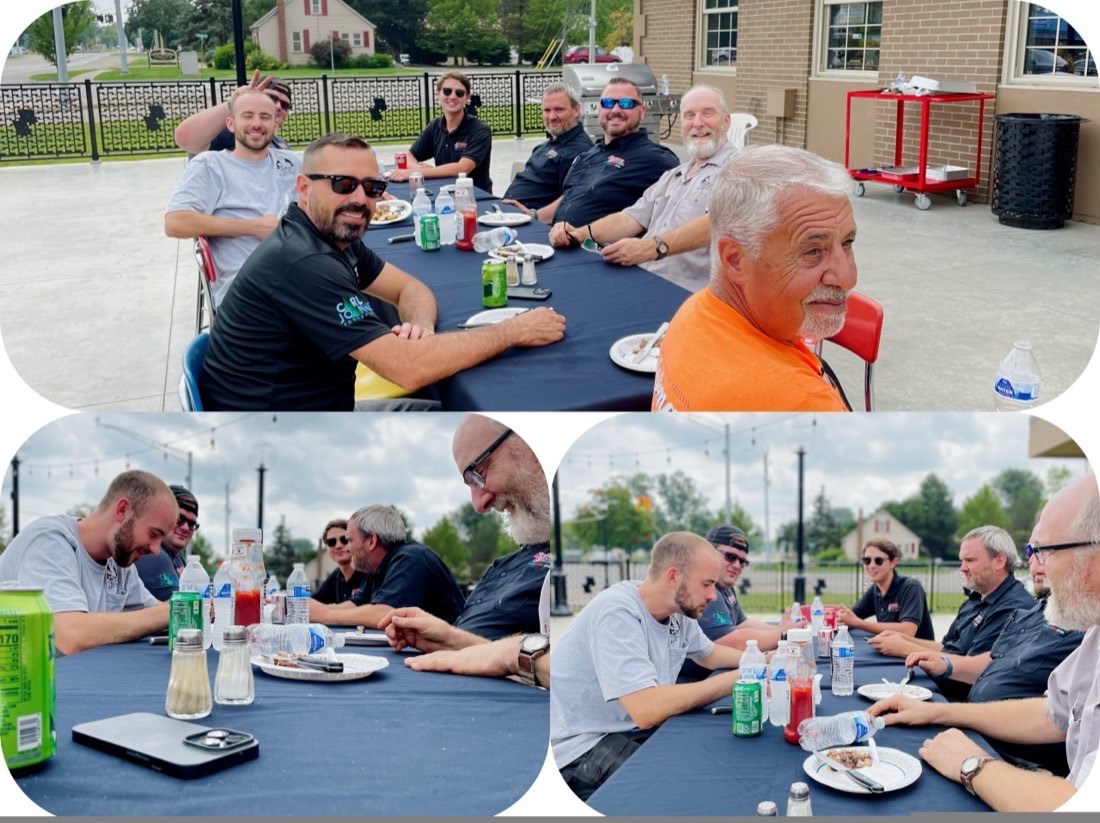 The Heinanen team sharing a meal